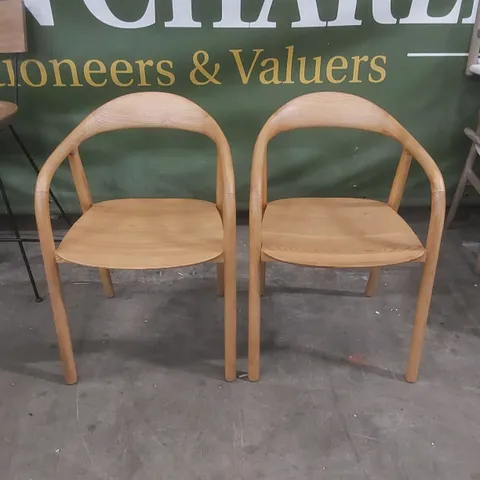 PAIR OF DESIGNER SOLID WOOD DINING CHAIRS