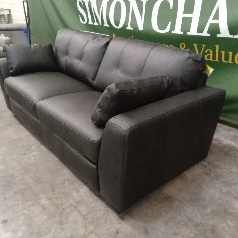 ARDEN ITALIAN LEATHER 3 SEATER SOFA - BLACK RRP £1399