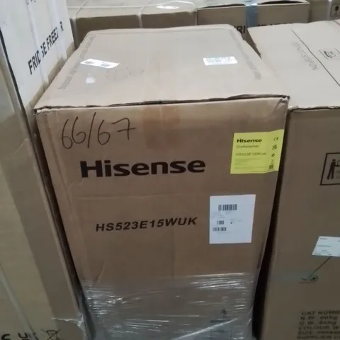 BOXED HISENSE HV523E15UK FULLY INTEGRATED SLIMLINE DISHWASHER - CONTROL PANEL WITH FIXED DOOR FIXING KIT - E RATED - WHITE