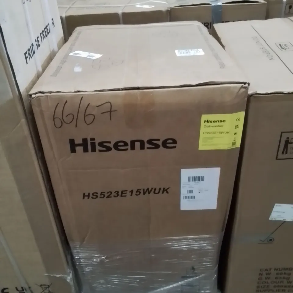 BOXED HISENSE HV523E15UK FULLY INTEGRATED SLIMLINE DISHWASHER - CONTROL PANEL WITH FIXED DOOR FIXING KIT - E RATED - WHITE