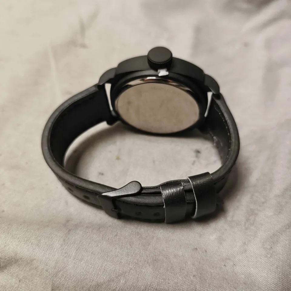 FRANK SCHMIDT WHITE DIAL LEATHER STRAP WATCH