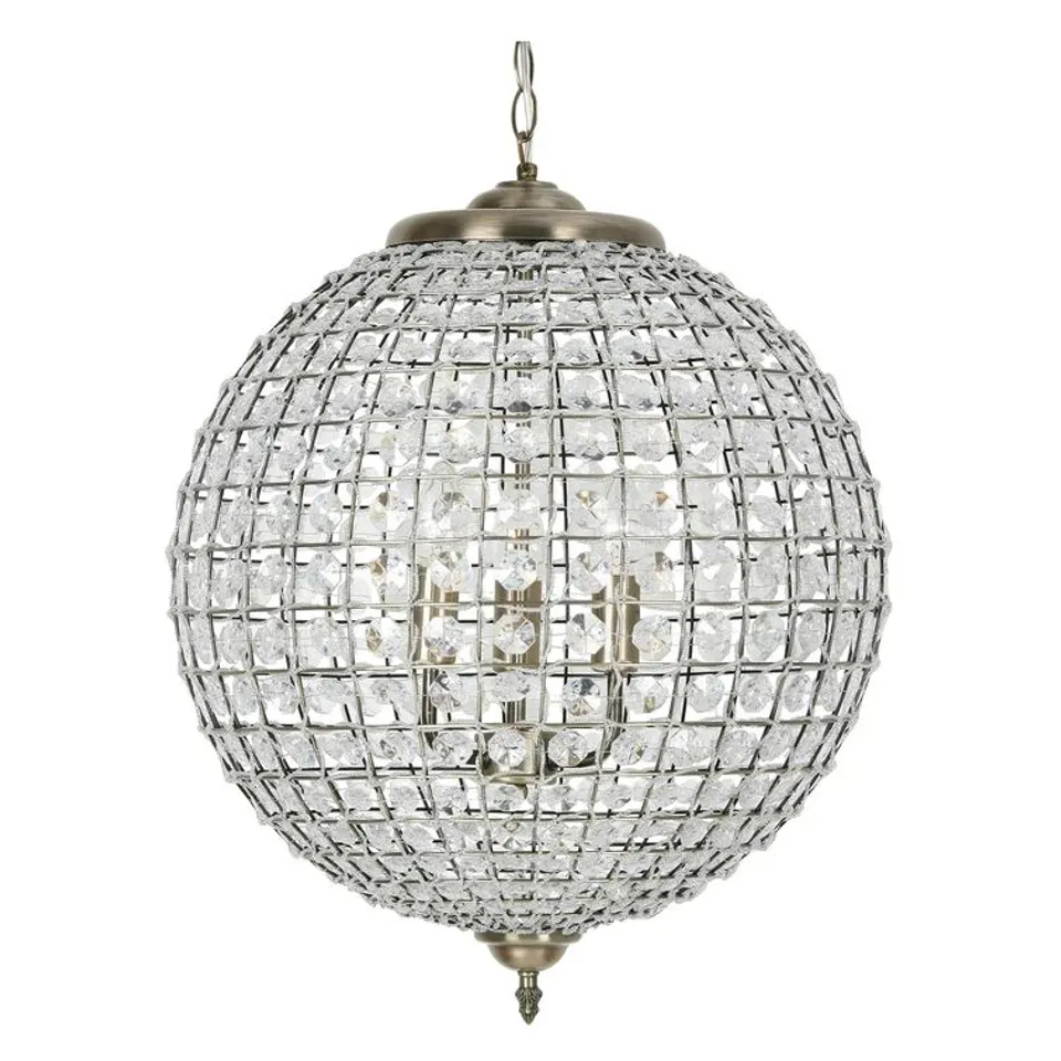 BOXED 1-LIGHT ANTIQUE BRASS CRYSTAL PENDANT (1 BOX)