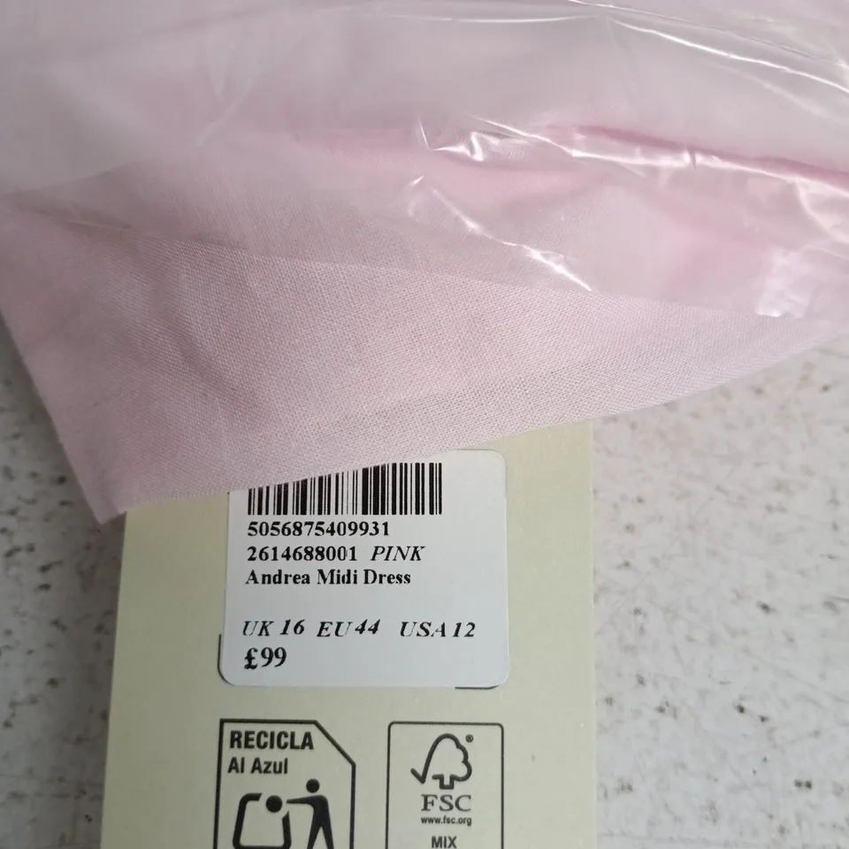 NOBODY'S CHILD ANDREA MIDI DRESS – PINK, UK 16 (EU 44, USA 12)