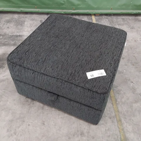 QUALITY DESIGNER SQUARE STORAGE FOOTSTOOL CHARCOAL FABRIC