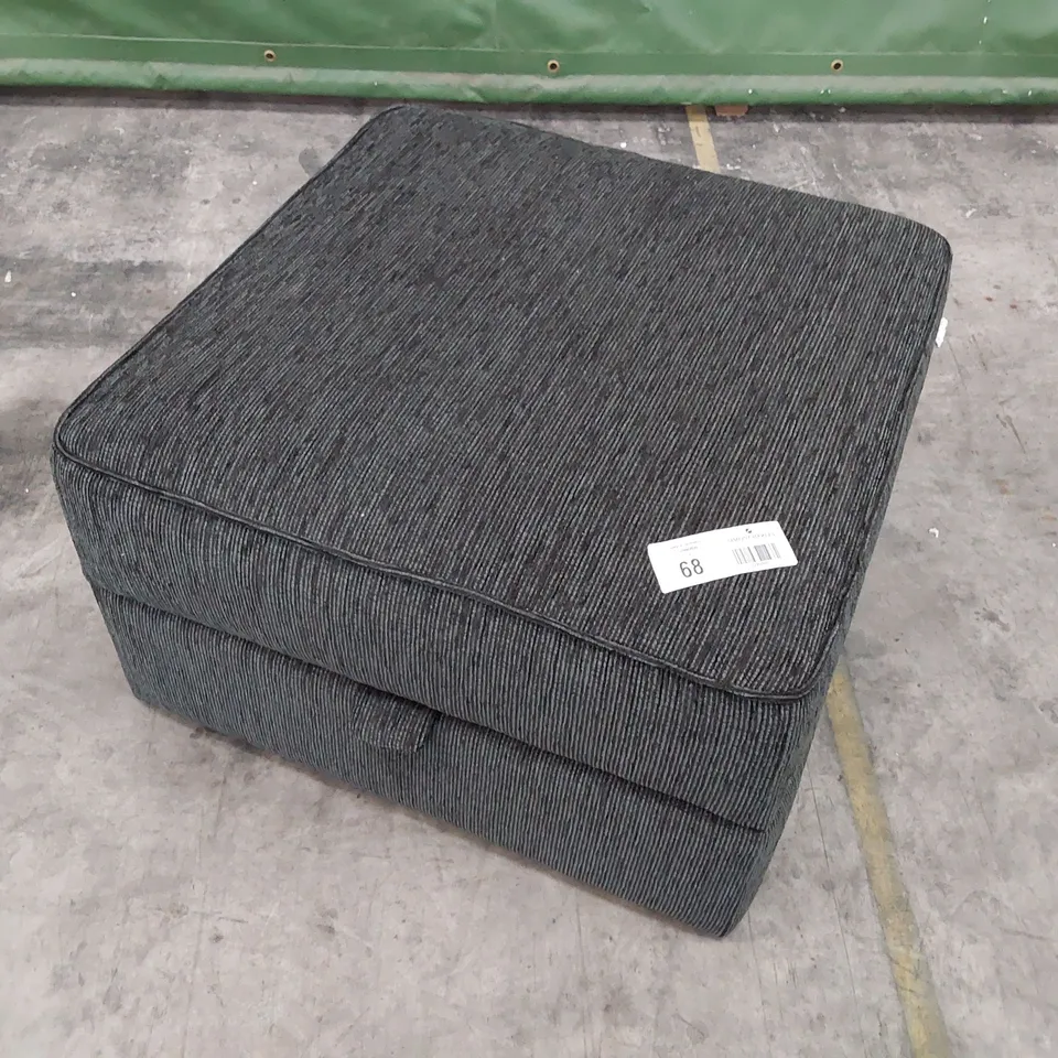 QUALITY DESIGNER SQUARE STORAGE FOOTSTOOL CHARCOAL FABRIC