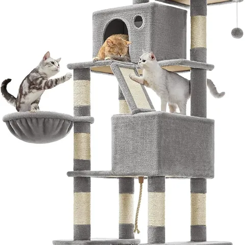 BOXED FEANDREA CAT TREE, 206cm LARGE CAT TOWER CONDO WITH 13 SCRATCHING POSTS
