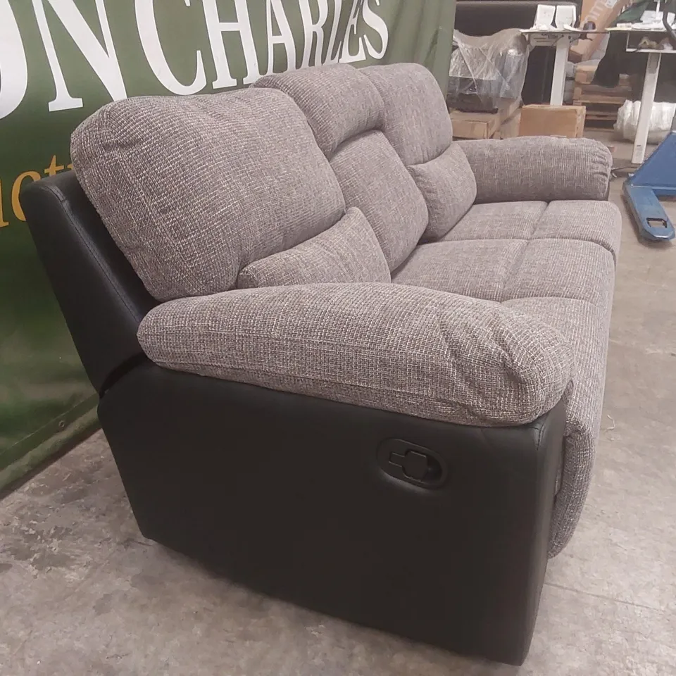 QUALITY DESIGNER SANTORI 3 SEATER FABRIC UPHOLSTERED MANUAL RECLINER SOFA