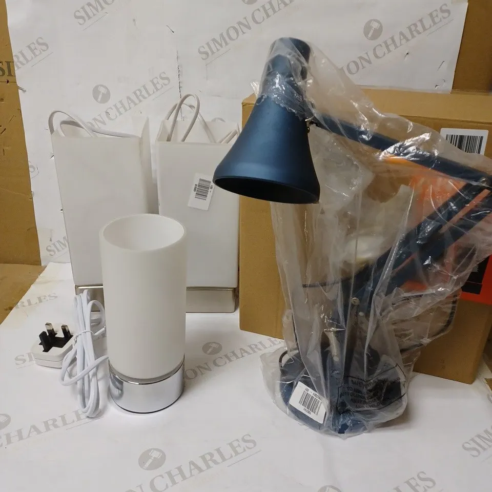LOT OF APPROX 6 ASSORTED TABLE LAMPS TO INCLUDE JOHN LEWIS MITCH TOUCH LAMP, JOHN LEWIS RUBY TABLE LAMP, DESK LAMP, ETC