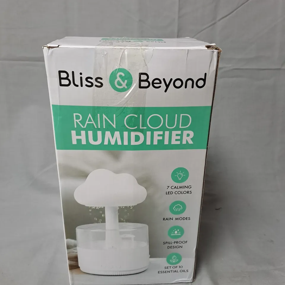 BLISS & BEYOND RAIN CLOUD HUMIDIFIER WITH ESSENTIAL OILS