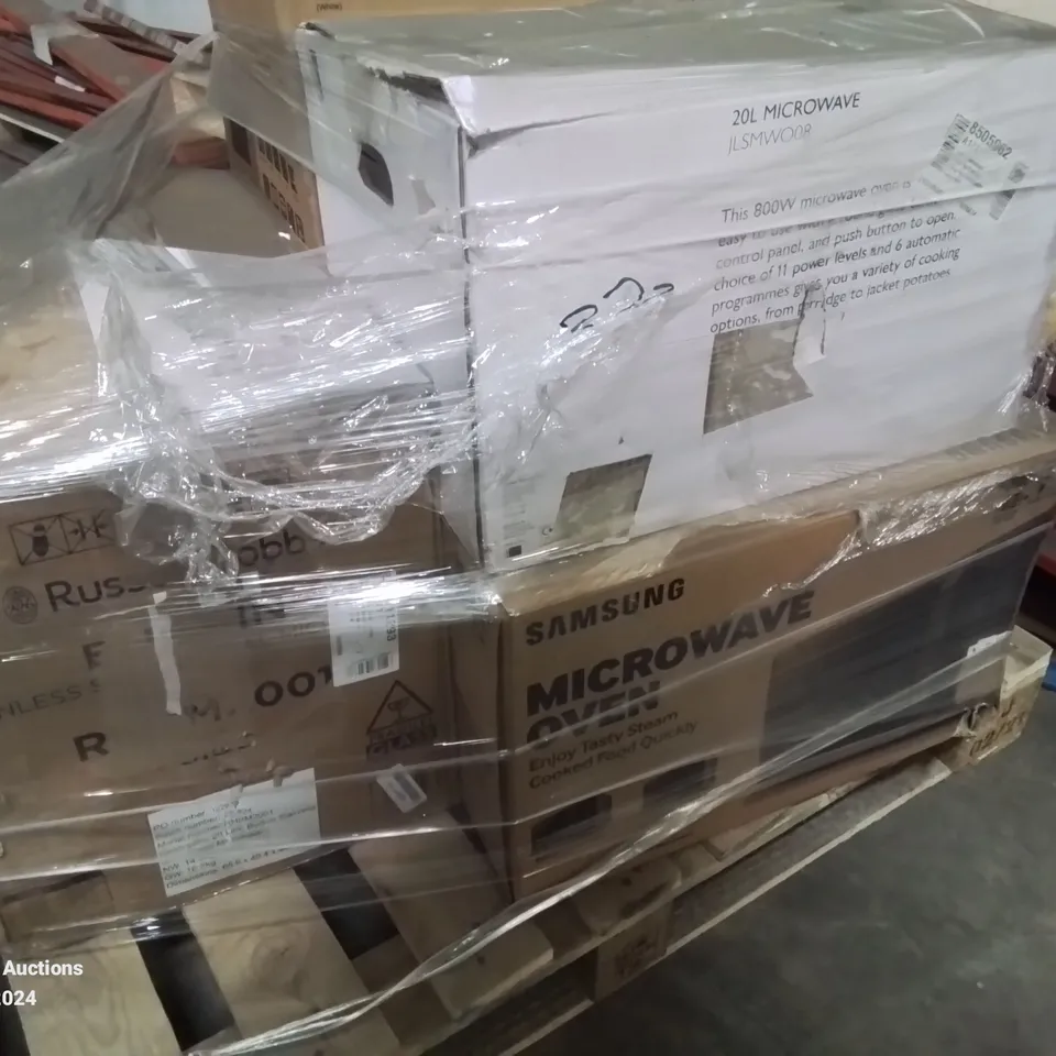 PALLET CONTAINING APPROXIMATELY 5 BOXED MICROWAVE OVENS [VARIOUS MAKES AND MODELS]