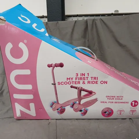 BOXED ZINC 3IN1 MY FIRST TRI SCOOTER & RIDE ON