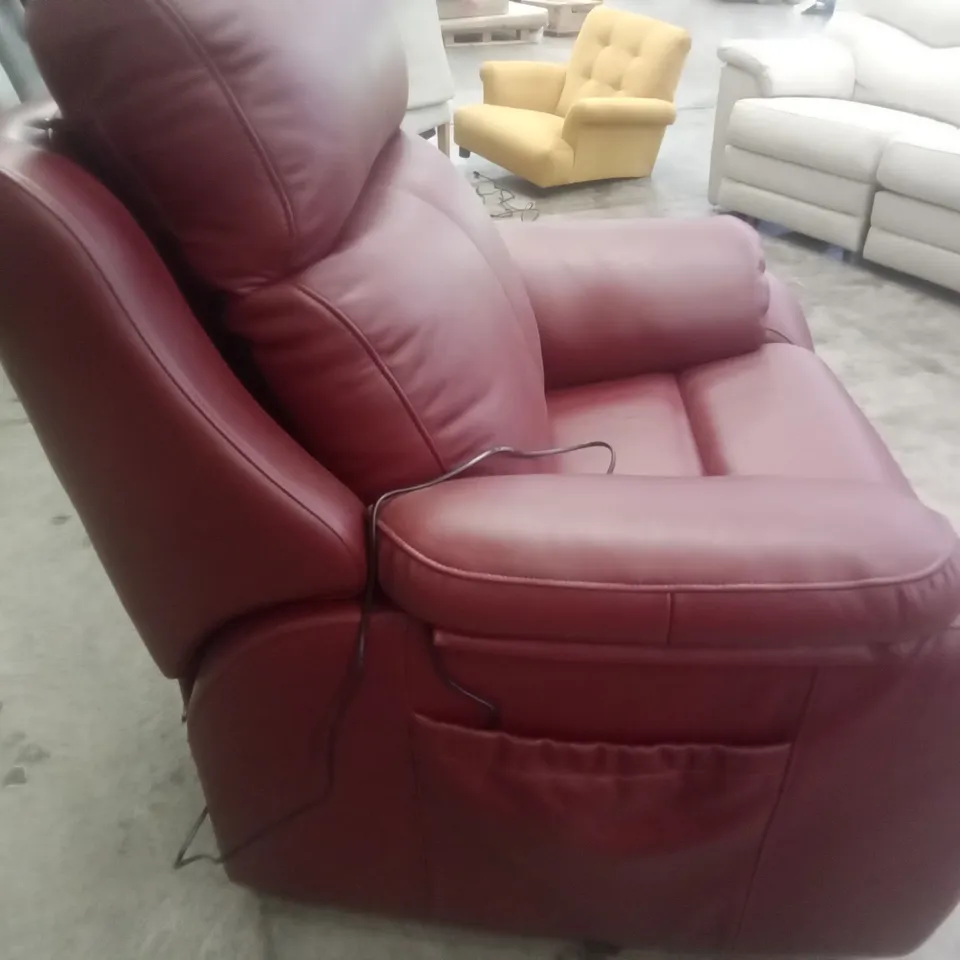 DESIGNER G PLAN MADE KINGSBURY LARGE DUAL ELEVATE CHAIR - CAPRI CLARET LEATHER 