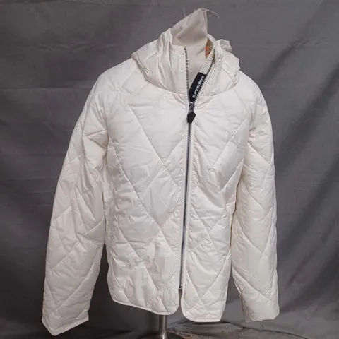 SUPERDRY HOODED QUILT LINER JACKET IN STAR WHITE SIZE XL