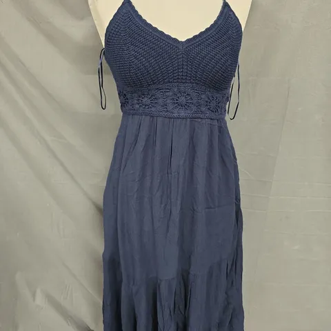 HOLLISTER CROSS BACK MIDI DRESS IN NAVY SIZE SP