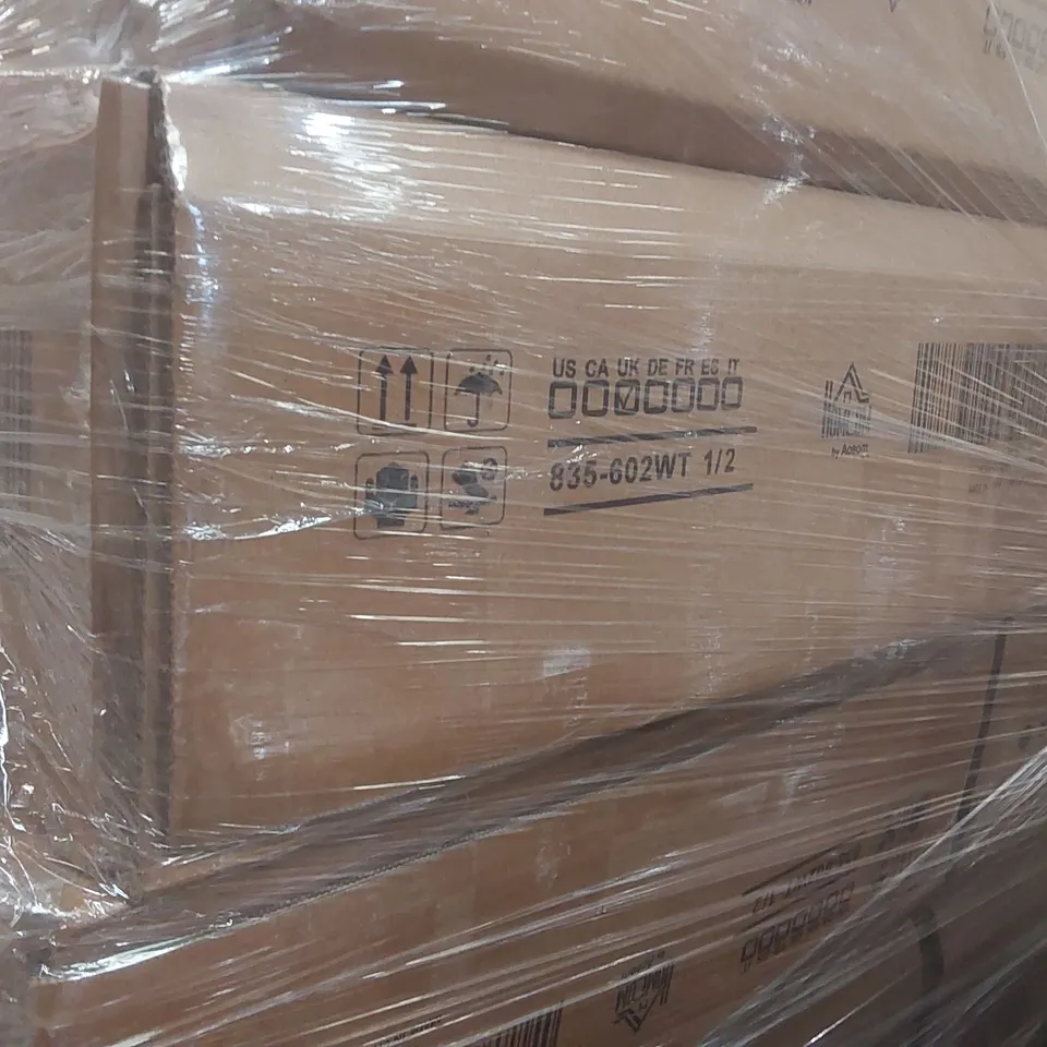 PALLET CONTAINING A VERY LARGE QUANTITY OF ASSORTED DESIGNER FURNITURE PARTS INCLUDING: KITCHEN CUPBOARD PARTS ECT