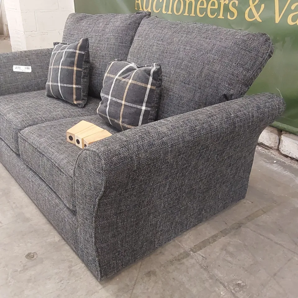 QUALITY DESIGNER ALSOP 2 SEATER HIGH BACK SOFA - LISBON CHARCOAL/HOY GREY