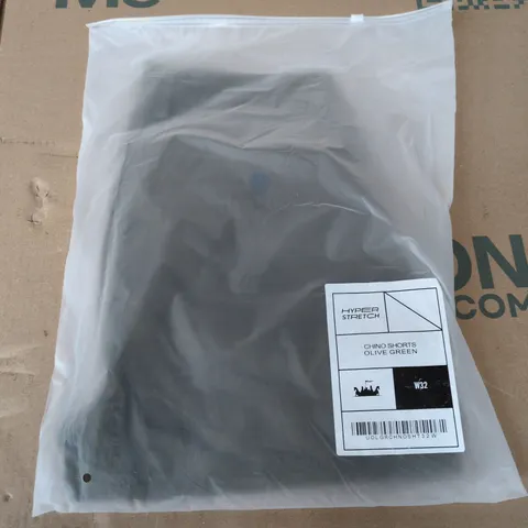 BAGGED FITIZEN HYPER STRETCH CHINO SHORTS IN OLIVE GREEN - W32
