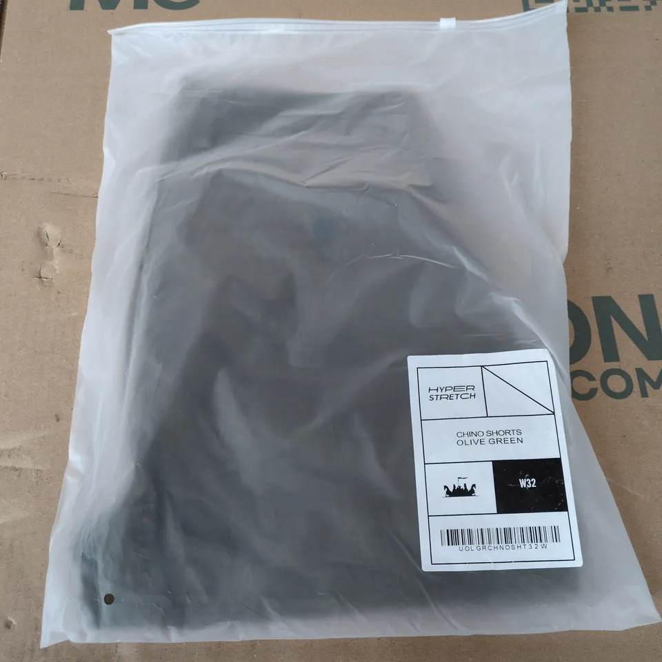 BAGGED FITIZEN HYPER STRETCH CHINO SHORTS IN OLIVE GREEN - W32
