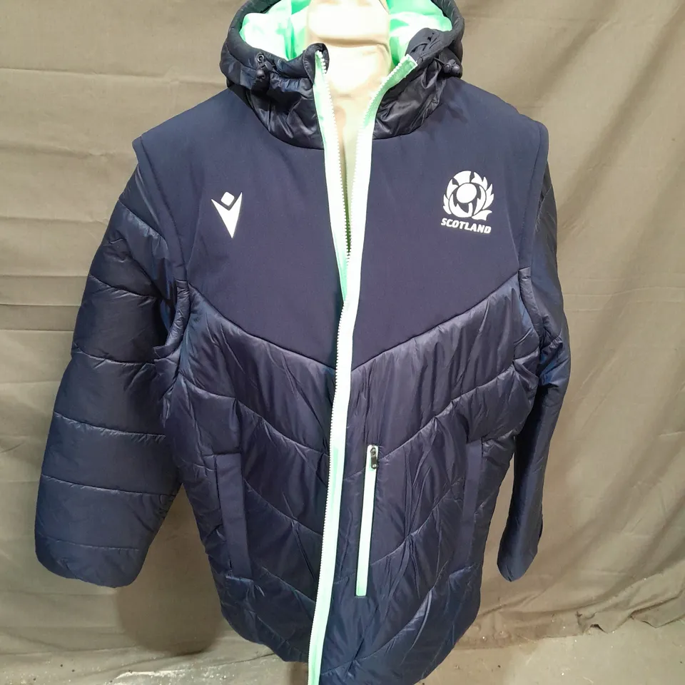 MACRON SCOTLAND NAVY PADDED JACKET WITH REMOVABLE SLEEVES - 3XL