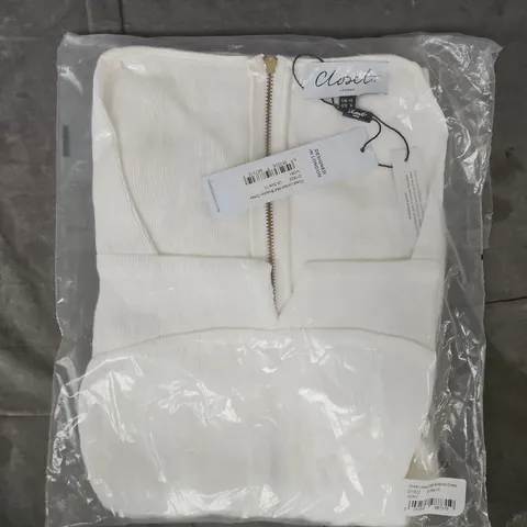 BAGGED CLOSET LONDON MIDI BODYCON DRESS IN IVORY SIZE UK 10