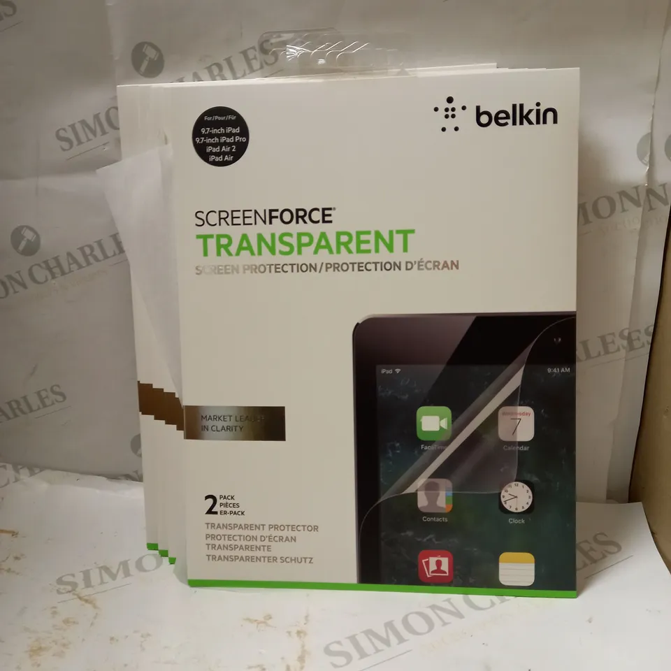 LOT OF APPROX 6 X 2 BELKIN SCREENFORCE TRANSPARENT PROTECTION FOR 9.7" IPAD PRO, IPAD AIR/ IPAD AIR 2	