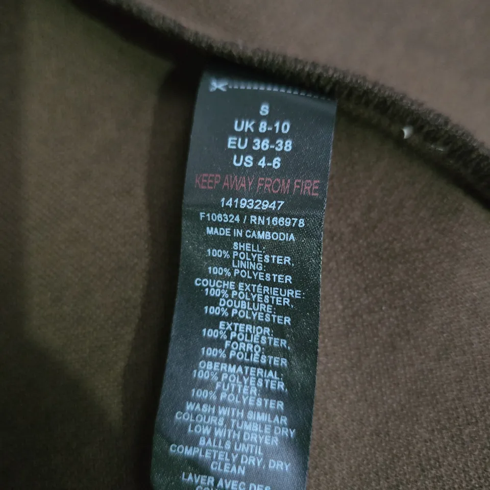 ASICS DESIGN BROWN COAT – SIZE S, UK 8-10 (EU 36-38 / US 4-6) MADE IN CAMBODIA