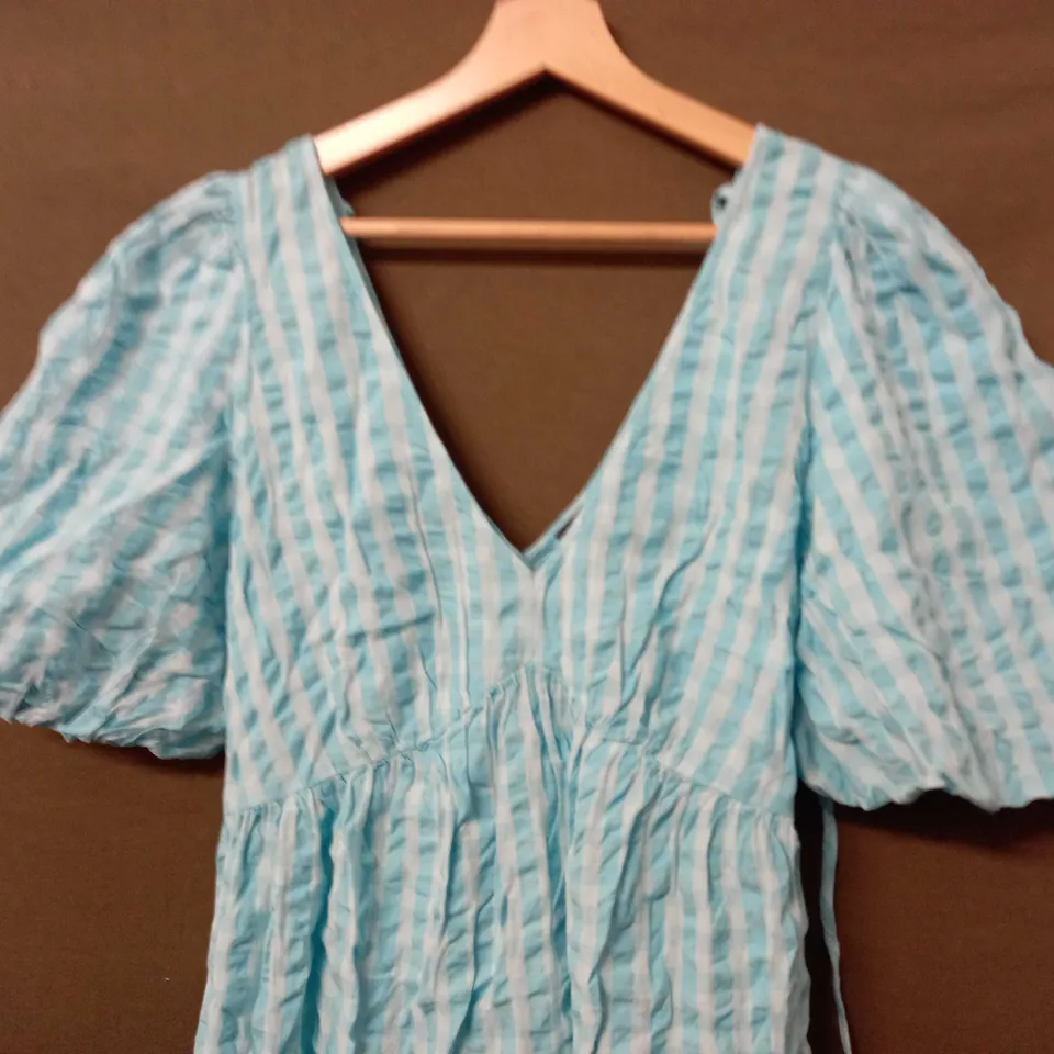 NOBODYS CHILD VIENNA MINI DRESS IN WOVEN BLUE - SIZE 12
