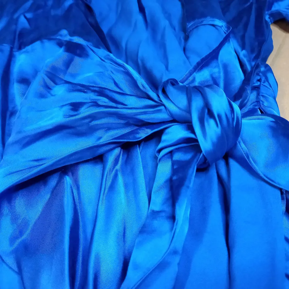 ZARA ROYAL BLUE SATIN SHIRT DRESS - MEDIUM