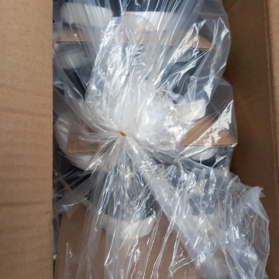 BOX OF APPROXIMATELY 10 PAIRS OF JUNIOR LOW BLACK AND WHITE BOW SHOES 