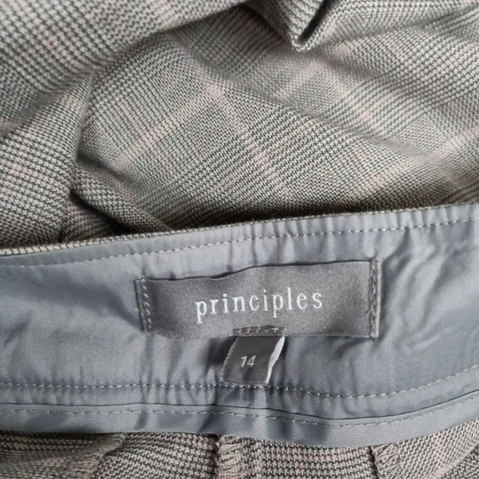 PRINCIPLES WOMEN'S GREY PLAID TROUSERS, UK 14