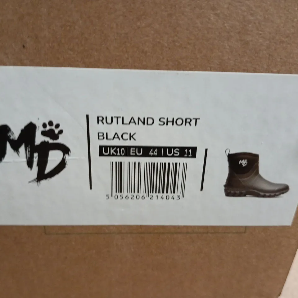 MUD DOGS RUTLAND SHORT BLACK BOOTS – UK 10 (EU 44, US 11)