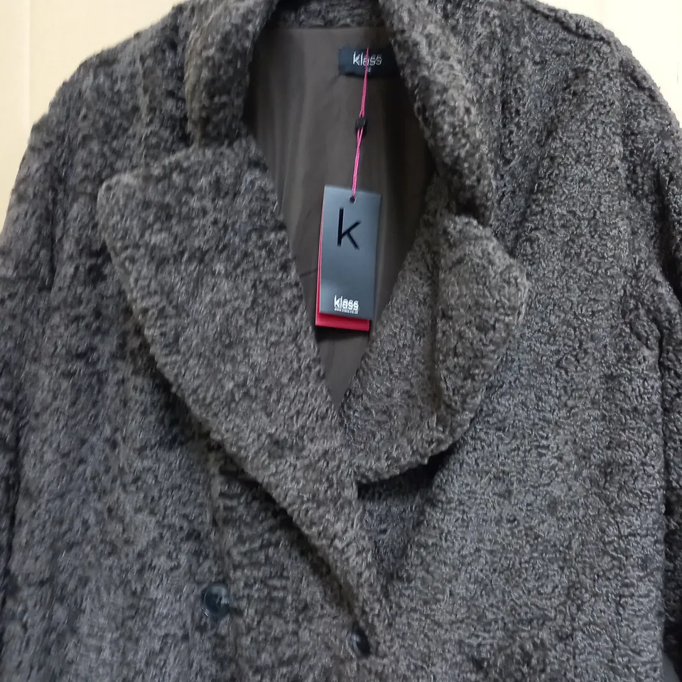 KLASS BUTTON UP CARDIGAN IN BROWN - SIZE 14