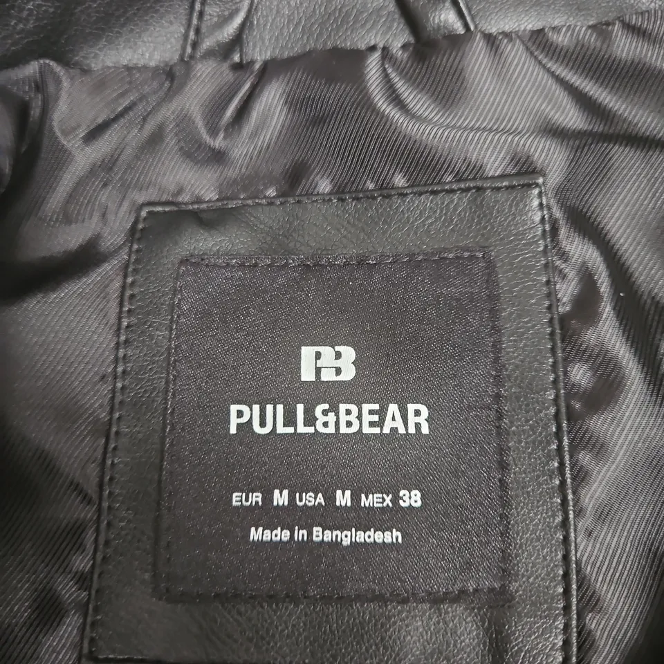 PULL&BEAR LEATHER JACKET – MEN'S BLACK, EU M / US M