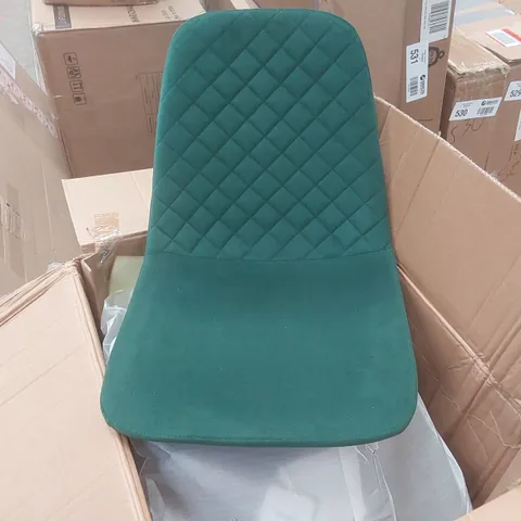 BOXED SET OF 4 GREEN VELVET DINING CHAIRS 