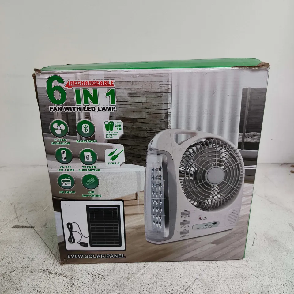 6-IN-1 FAN WITH LED LAMP – PORTABLE SOLAR POWERED FAN