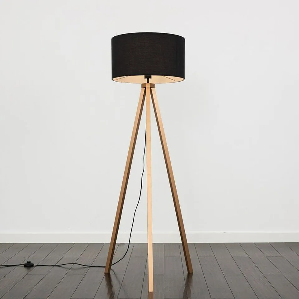 BOXED MEJIAS 150CM TRIPOD FLOOR LAMP- SHADE COLOUR BLACK