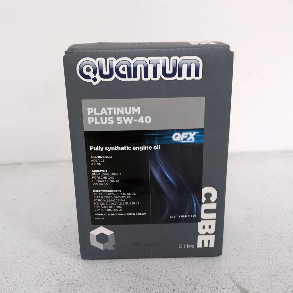 BOXED QUANTUM PLATINUM PLUS 5W-40 FULLY SYNTHETIC OIL