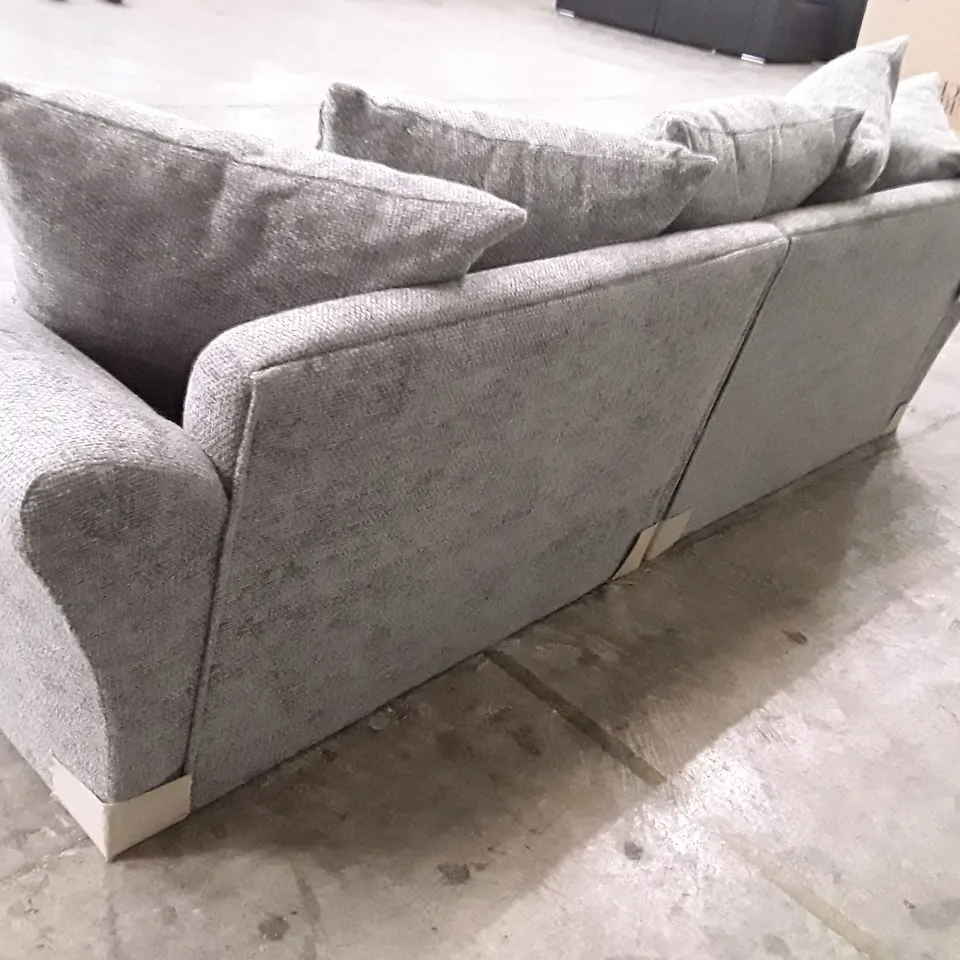 QUALITY DESIGNER DURY CHUNKY WEAVE 4 SEATER SOFA - GREY FABRIC 