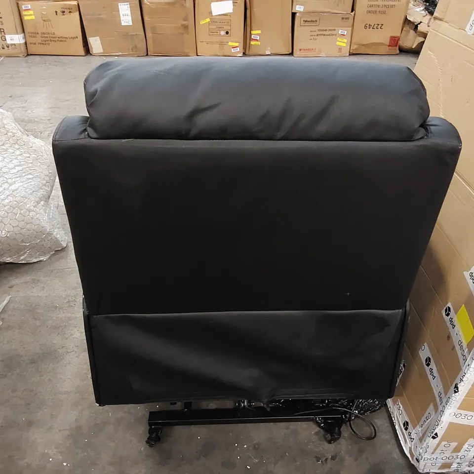 DESIGNER BLACK FAUX LEATHER ELECTRIC RECLINING ARM CHAIR (1 ITEM)