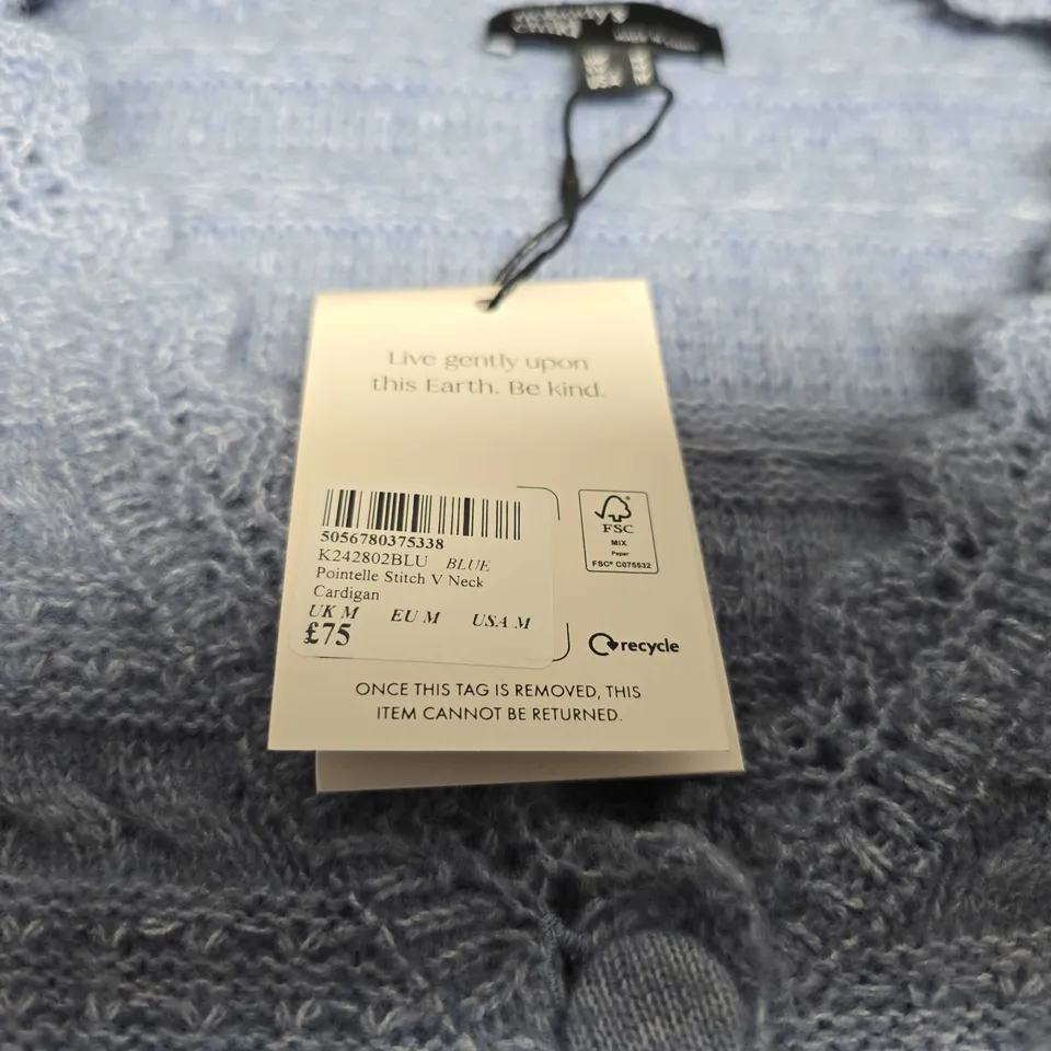 NOBODYS CHILD POINTELLE STITCH V NECK CARDIGAN - SIZE M 