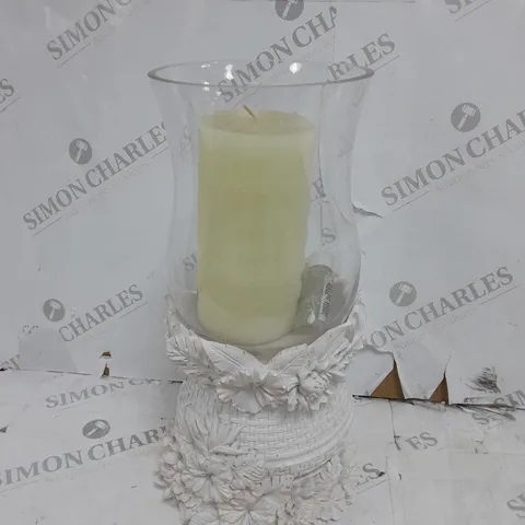 HOMEWORX FLORAL HURRICANE WITH PILLAR CANDLE