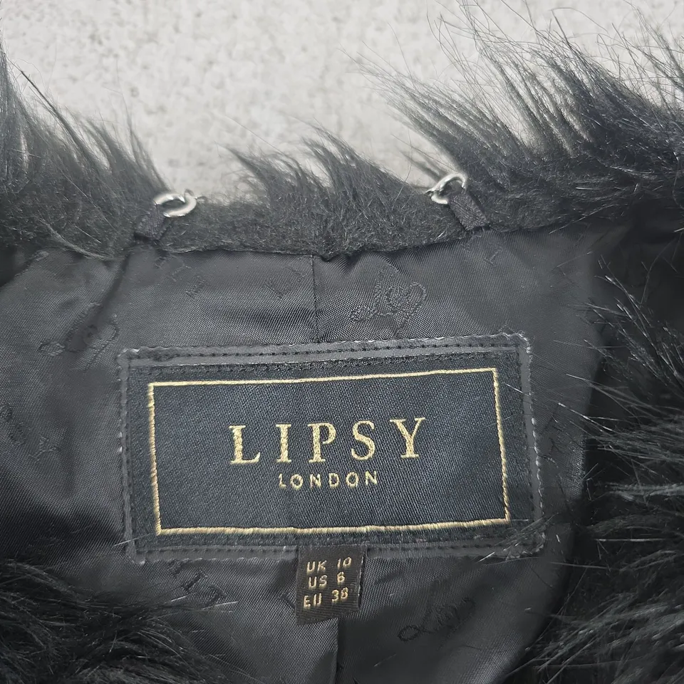 LIPSY LONDON FAUX FUR COAT – BLACK, UK 10