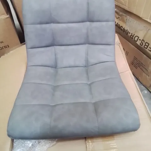 A BOXED PAIR OF GREY FAUX LEATHER UPHOLSTERED DINING CHAIRS