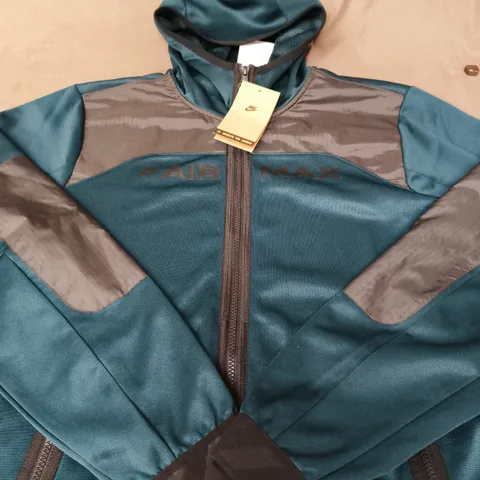 NIKE AIR MAX HOODED WINDBREAKER JACKET – TEAL/GRAY - SIZE SMALL