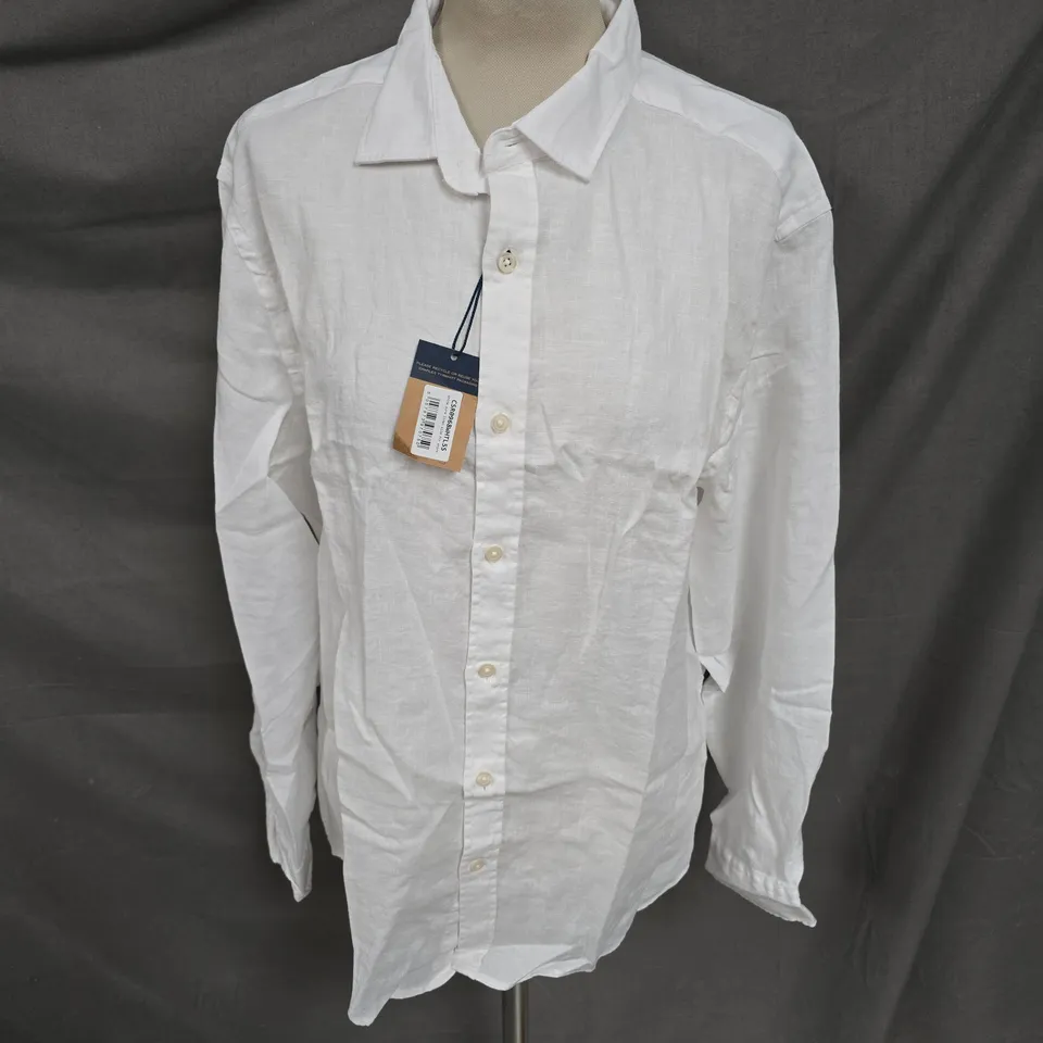 CHARLES TYRWHITT PURE LINEN SLIM FIT SHIRT IN WHITE SIZE L