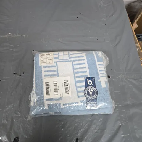 LOBSTER CREEK BATH SHEET – KINGS PARADE PATTERN, CHAMBRAY BLUE