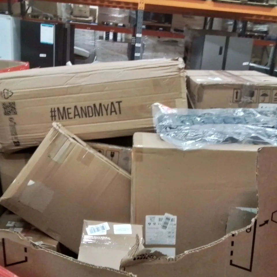 PALLET OF ASSORTED HOUSEHOLD GOODS AND PRODUCTS TO INCLUDE;CHAINSAW,MOP BUCKET,CAR SEAT