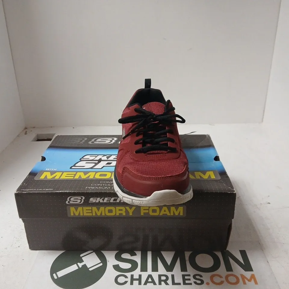SKECHERS MEMORY FOAM TRAINERS – RED MESH, LACE-UP UK 12