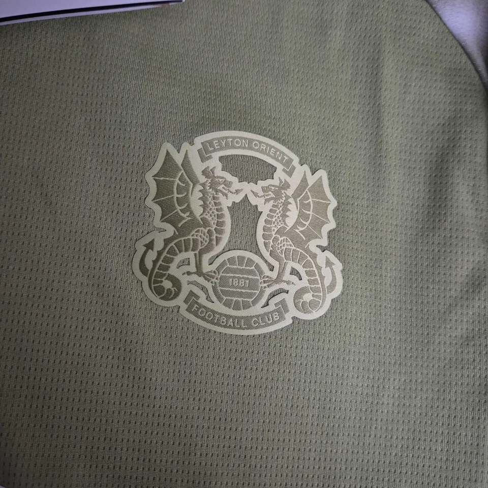 LEYTON ORIENT FC AWAY SHIRT KIDS 13-14YR CALMING GREEN – PUMA (#2 -JAMES)