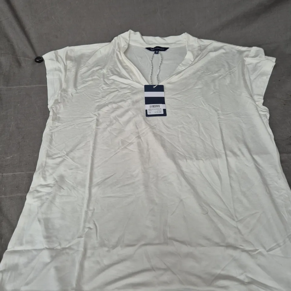 CREW CLOTHING COMPANY GROWN-ON CAP SLEEVE TEE – WHITE, UK 12